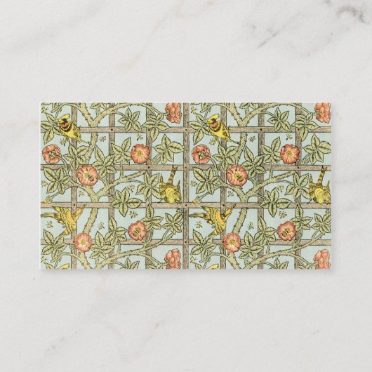 Antiek Victoriaans William Morris Roos Vine Trelli Visitekaartje (Achterkant)