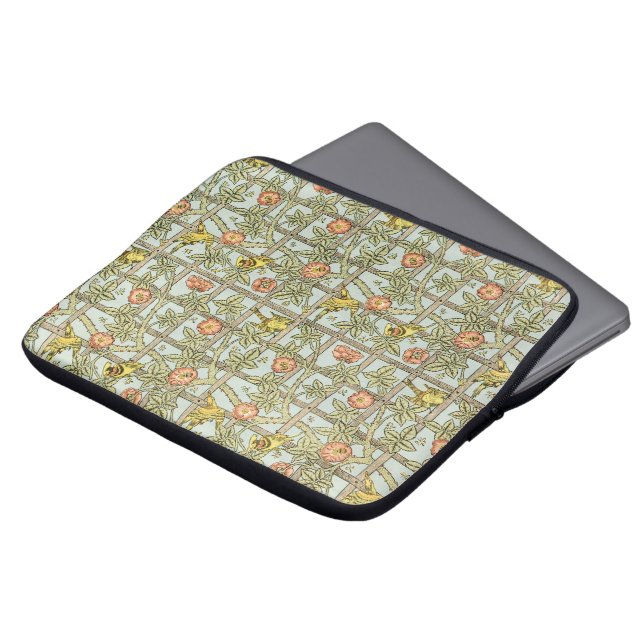 Antiek Victoriaans William Morris Trellis Flowers Laptop Sleeve (Voorkant top)