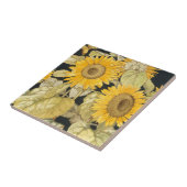 Antiek Victoriaans Zonnebloem Tegeltje (Zijkant)