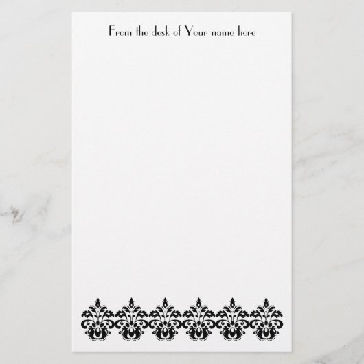 Antiek Victoriaans  zwart damast patroon Briefpapier (Voorkant)