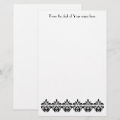 Antiek Victoriaans  zwart damast patroon Briefpapier (Voorkant / Achterkant)