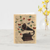 Antiek Victrola Butterflies Dictionary Notecard Kaart (Gele Bloem)