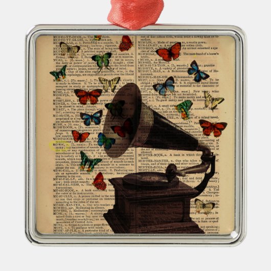 Antiek Victrola Butterflies Dictionary Ornament (Voorkant)