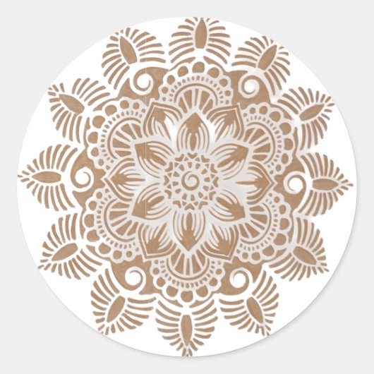 Antiek vierkant sticker met bloemontwerp (Voorkant)