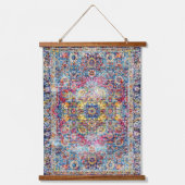 Antiek Vies Blauw Fuchsia Noodlijdend Perzisch Hangend Wandkleed (Voorkant)