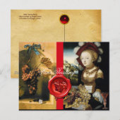 ANTIEK VINEYARD DRUIVEN EN WIJN, RODE WAXZETELS BRIEFKAART (Voorkant / Achterkant)