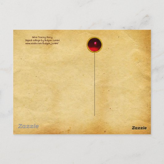 ANTIEK VINEYARD DRUIVEN EN WIJN, RODE WAXZETELS BRIEFKAART (Achterkant)