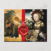 ANTIEK VINEYARD DRUIVEN EN WIJN, RODE WAXZETELS BRIEFKAART (Voorkant)