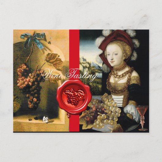ANTIEK VINEYARD DRUIVEN EN WIJN, RODE WAXZETELS BRIEFKAART (Voorkant)