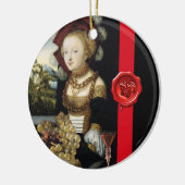 ANTIEK VINEYARD DRUIVEN EN WIJN, RODE WAXZETELS KERAMISCH ORNAMENT (Links)