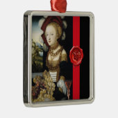 ANTIEK VINEYARD DRUIVEN EN WIJN, RODE WAXZETELS METALEN ORNAMENT (Rechts)