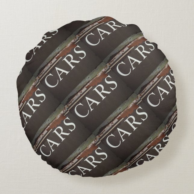 Antiek vintage auto's teken rond kussen (Achterkant)