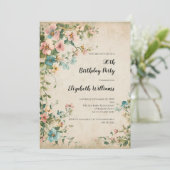 Antiek Vintage Bloemen Shabby Chic 90ste Verjaarda Kaart (Staand voorkant)