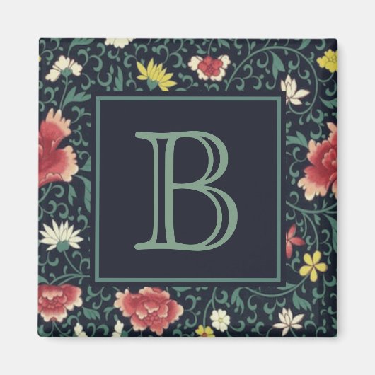 Antiek Vintage Mooie Bloem Initialen Magneet (Voorkant)