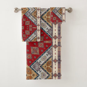 Antiek Vintage Rode Beige Kilim Turkse Bad Handdoek