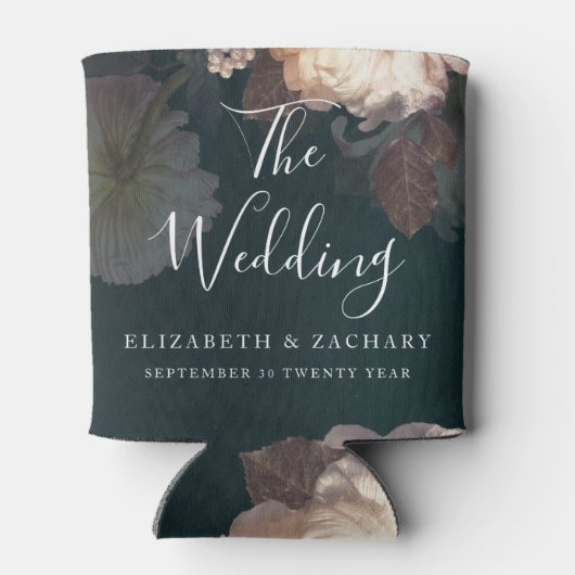 Antiek Vintage romantische bloemenbruiloft Blikjeskoeler (Achterkant)