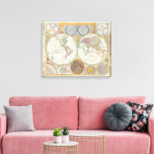 Antiek Vintage van de Wereld reiskaart Canvas Afdruk (Insitu (Woonkamer))