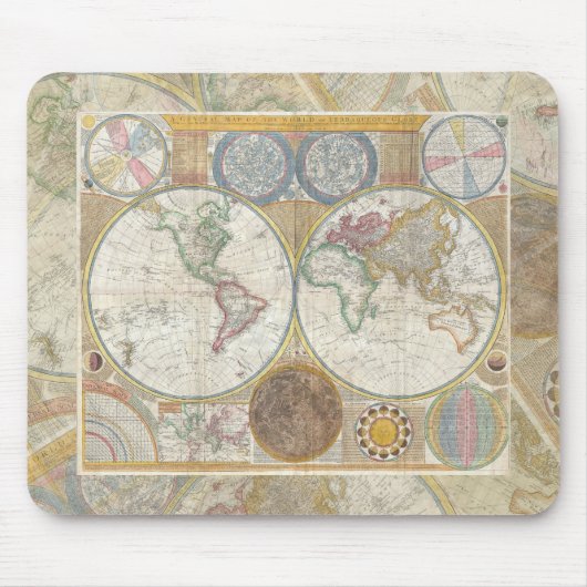 Antiek Vintage van de Wereld reiskaart Muismat (Voorkant)