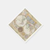 Antiek Vintage van de Wereld reiskaart Servet (Hoek)