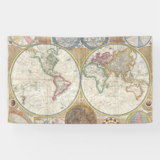 Antiek Vintage van de Wereld reiskaart Spandoek (Horizontaal)