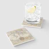 Antiek Vintage van de Wereld reiskaart Stenen Onderzetter (Zijkant)