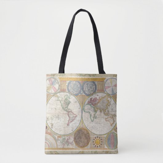 Antiek Vintage van de Wereld reiskaart Tote Bag (Voorkant)