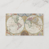 Antiek Vintage van de Wereld reiskaart Visitekaartje (Achterkant)