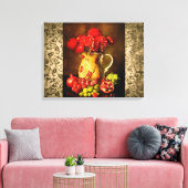 Antiek Vintage Vruchten- en bloemcanvas Canvas Afdruk (Insitu (Woonkamer))