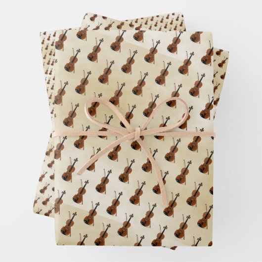 Antiek Violin Musical Instrument Pattern Inpakpapier Vel (In situ)