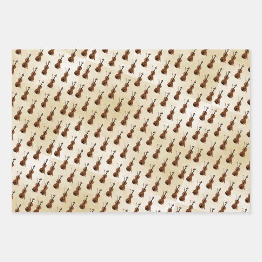 Antiek Violin Musical Instrument Pattern Inpakpapier Vel (Voorkant)