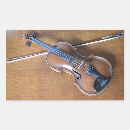Antiek Violin Rechthoekige Sticker (Voorkant)