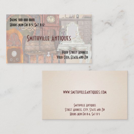 Antiek Visitekaartje voor meubelen (Voorkant / Achterkant)