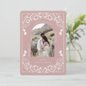 Antiek Vlaanderen Blush Roze foto Save The Date (Staand voorkant)