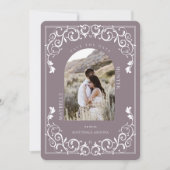 Antiek Vlaanderen Paarse foto met scrollfunctie Save The Date (Voorkant)