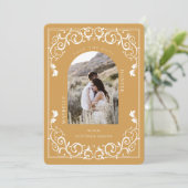  Antiek Vlaanderen scrollgele foto Save The Date (Staand voorkant)