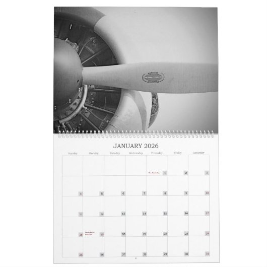 Antiek vleugelvliegtuigen met 12 maanden lange kal kalender (Jan 2026)