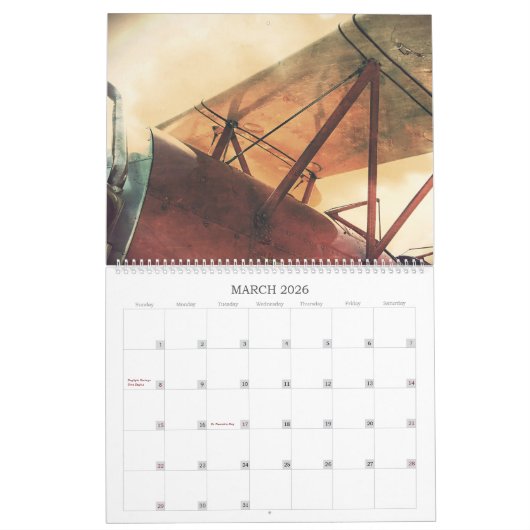 Antiek vleugelvliegtuigen met 12 maanden lange kal kalender (Mar 2026)