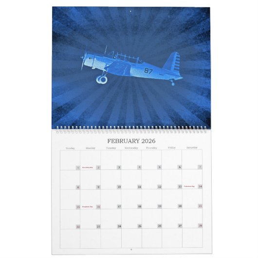 Antiek vleugelvliegtuigen met 12 maanden lange kal kalender (Feb 2026)