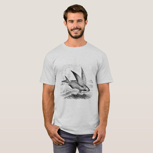 Antiek Vliegende Vis op Canvas tas T-shirt (Voorkant volledig)