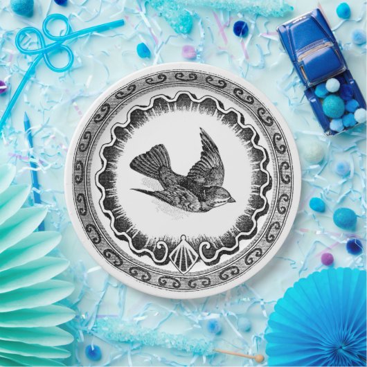 Antiek vliegende  vogel papieren bordje (Feest)