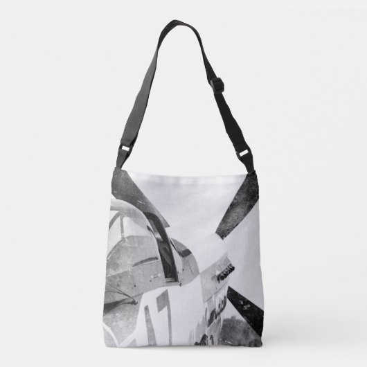 Antiek Vliegtuig B&W Crossbody Tas (Achterkant)