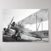 Antiek vliegtuig Biplanes B&W Poster Afdrukken (Voorkant)