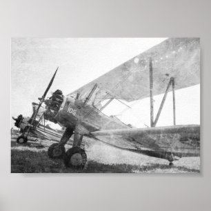 Antiek vliegtuig Biplanes B&W Poster Afdrukken