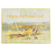 Antiek vliegtuig CUSTOM Biplanes Yellow Groot Cadeauzakje (Voorkant)