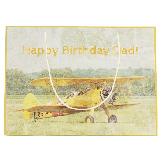 Antiek vliegtuig CUSTOM Biplanes Yellow Groot Cadeauzakje (Voorkant)