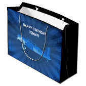 Antiek vliegtuig CUSTOM Retro Blue Groot Cadeauzakje (Achterkant Gekanteld)