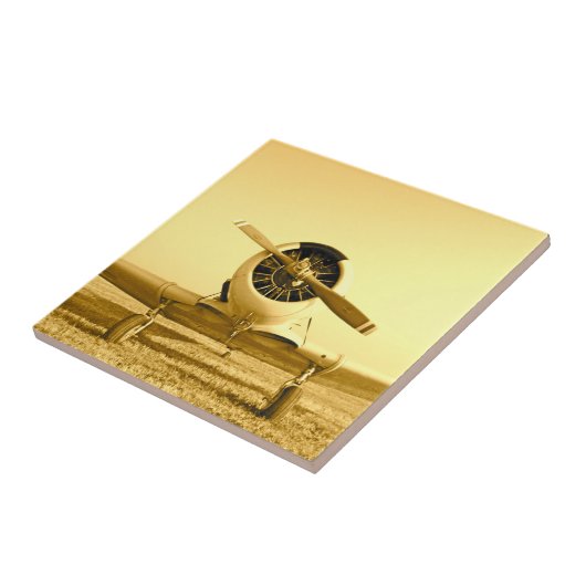 Antiek vliegtuig Golden Yellow Ceramic Tile Tegeltje (Zijkant)