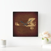 Antiek vliegtuig met vliegtuigconstructie Vierkante Klok (Huis)