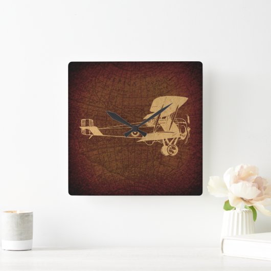 Antiek vliegtuig met vliegtuigconstructie Vierkante Klok (Huis)