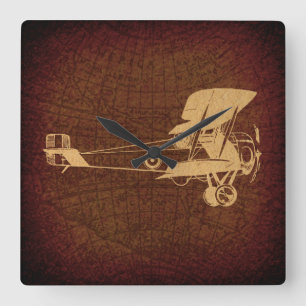 Antiek vliegtuig met vliegtuigconstructie Vierkante Klok